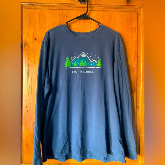 Life is Good Long Sleeve Tee “Positive Altitude” Navy Blue Large - Picture 1 of 3